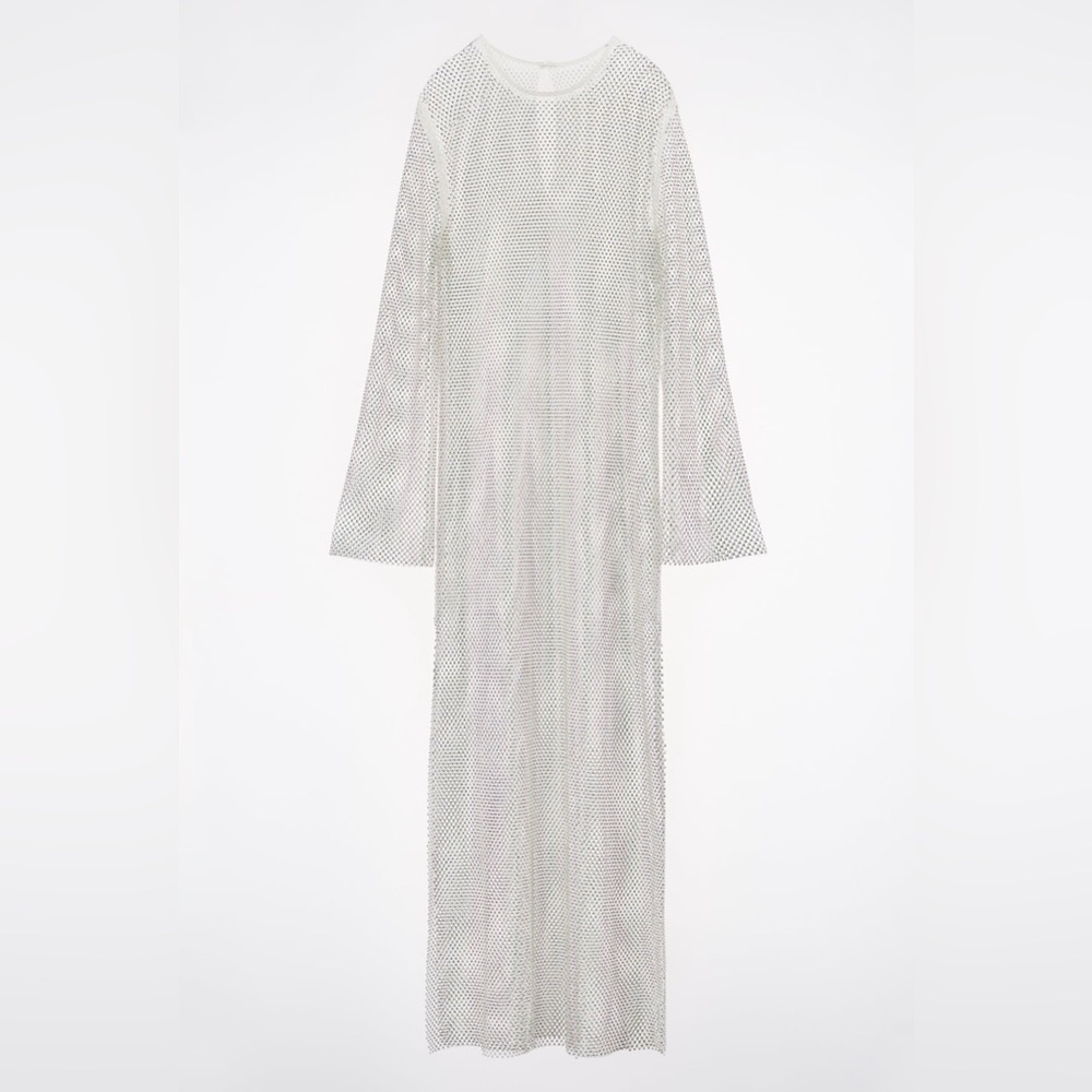 NWT Zara Rhinestone Long Mesh Dress